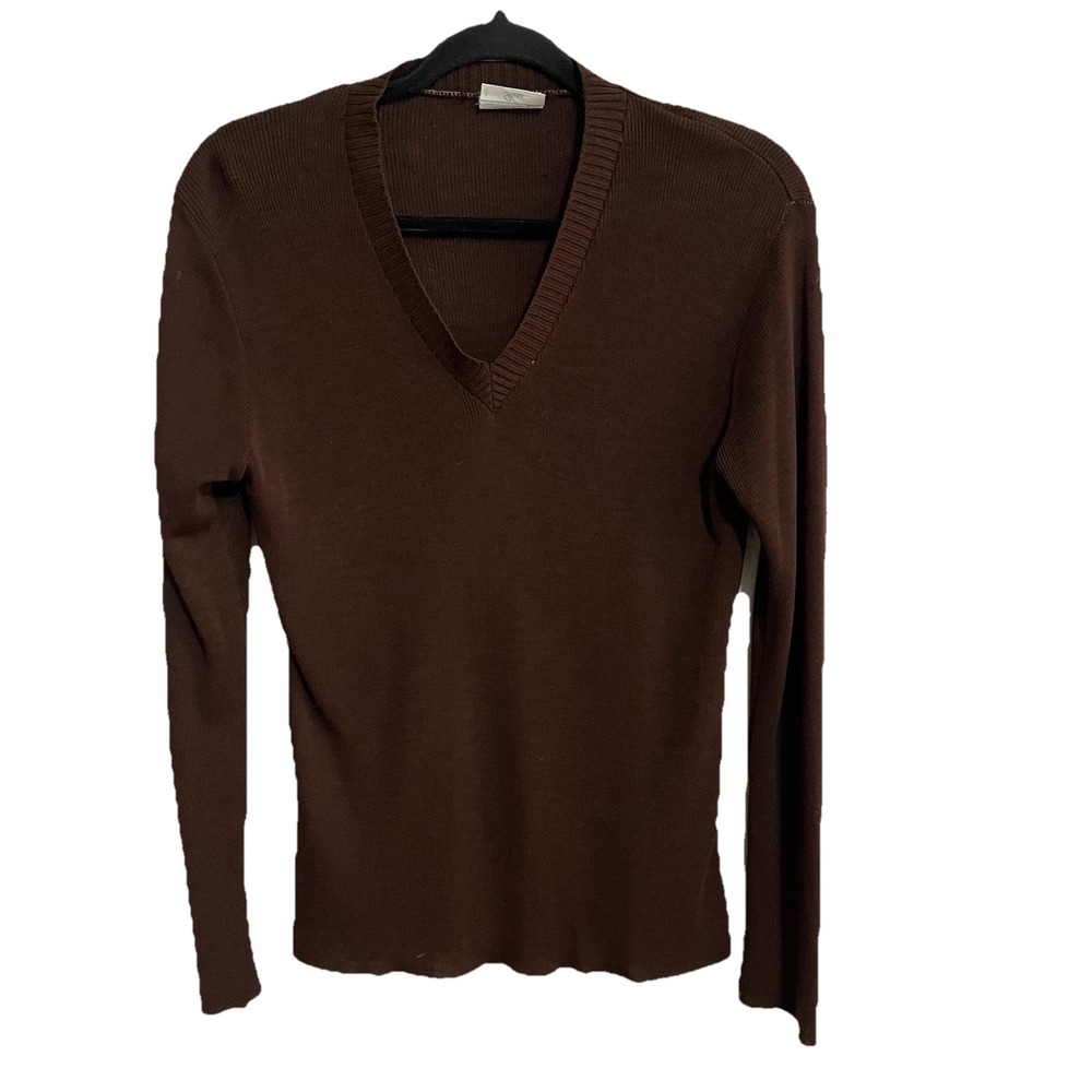 Vintage Sears Women Sweater Pullover V neck Brown Sz 40 Made USA